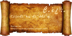 Cziráky Ádám névjegykártya